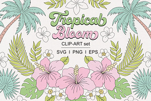 Tropical Leaves Florals clipart set