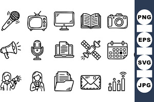 Black Media Icon Set Vector, an Illustration by designvectx