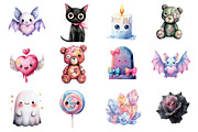 Kawaii Pastel Goth Clipart, an Illustration by Design Market (Thumbnail 2 of 3)