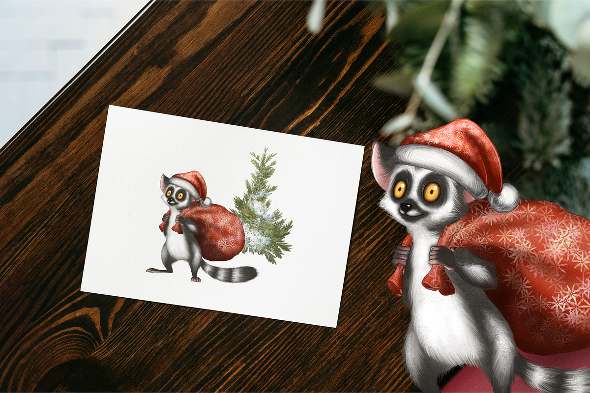 Lemur and Christmas, an Illustration by IrynaPanashii (Photo 5 of 11)