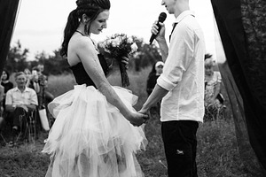 non-standard wedding ceremony in a stone quarry field, a Person Photo by Weddings, People, Travel