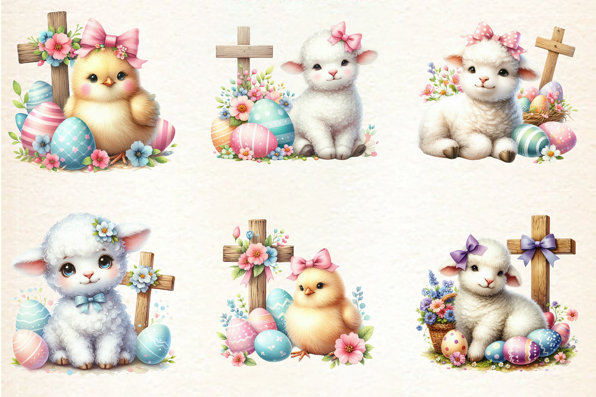 Easter Lamb and Goose Clipart Bundle, an Illustration by DreamArtGraphic (Photo 4 of 4)
