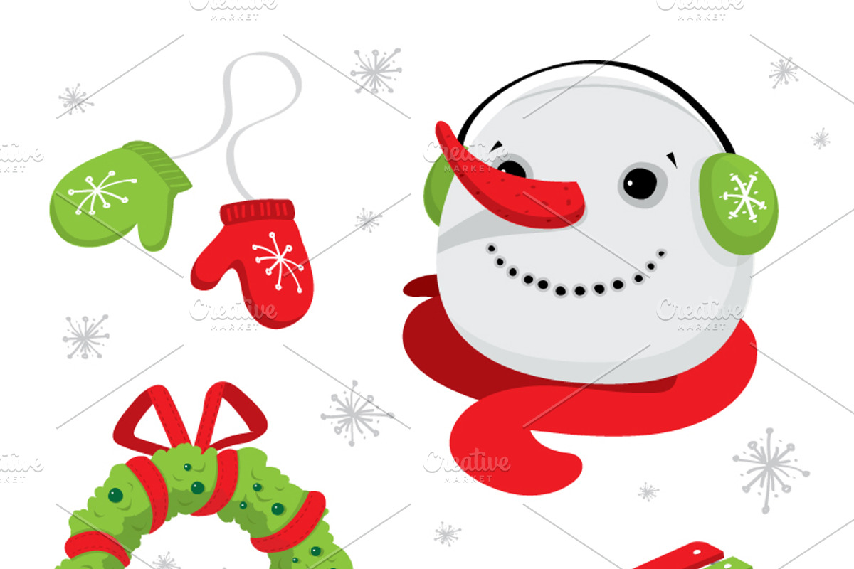 Happy holidays vector set, an Illustration by Cheeba Ribba Designs (Photo 2 of 3)