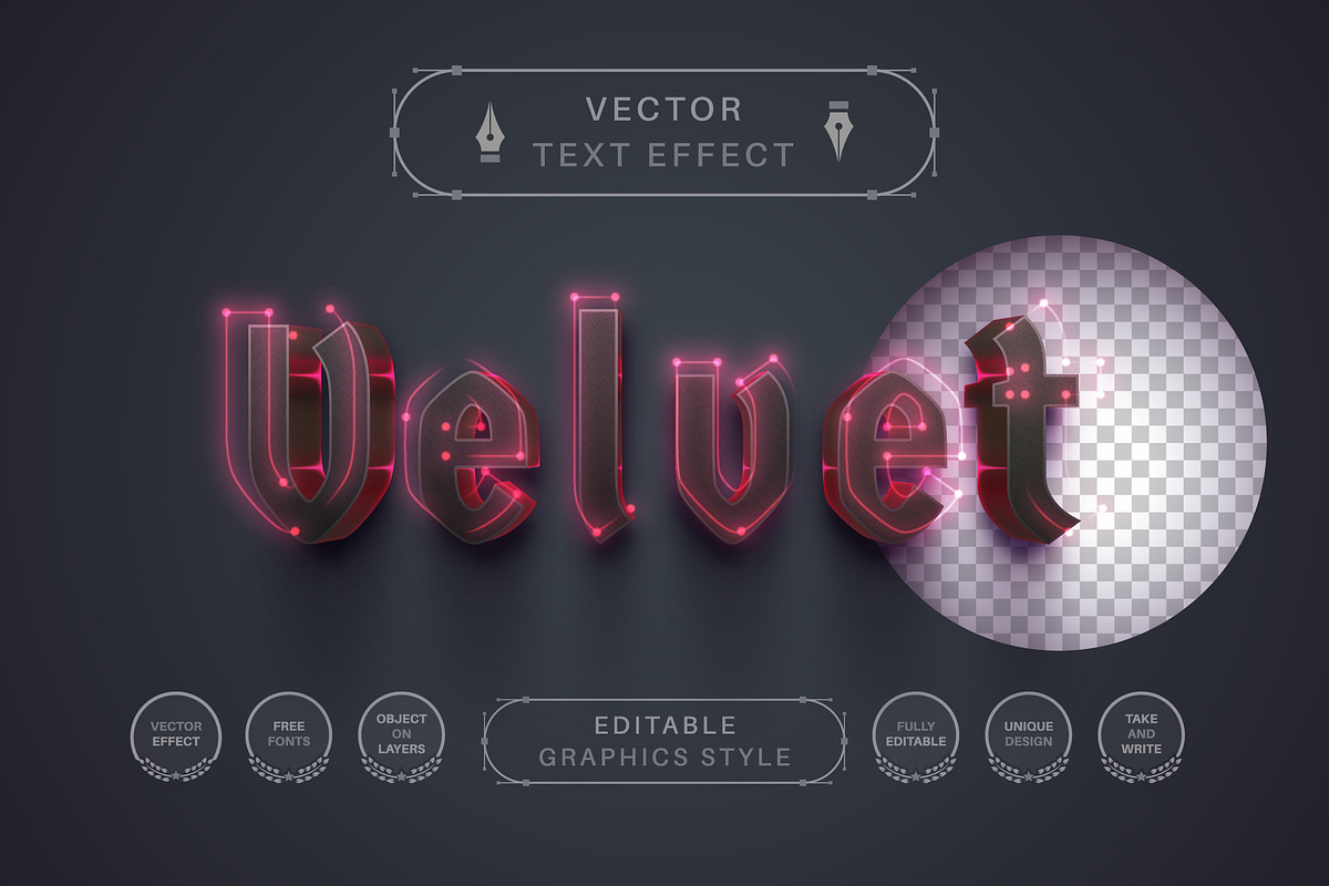 Velvet - Editable Text Effect, a Layer Style Add-On by rwgusev (Photo 1 of 5)