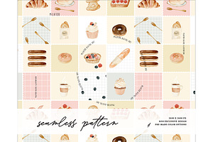 Pastry Bakery Cake Patchwork pattern, a Pattern Graphic by Milatoo