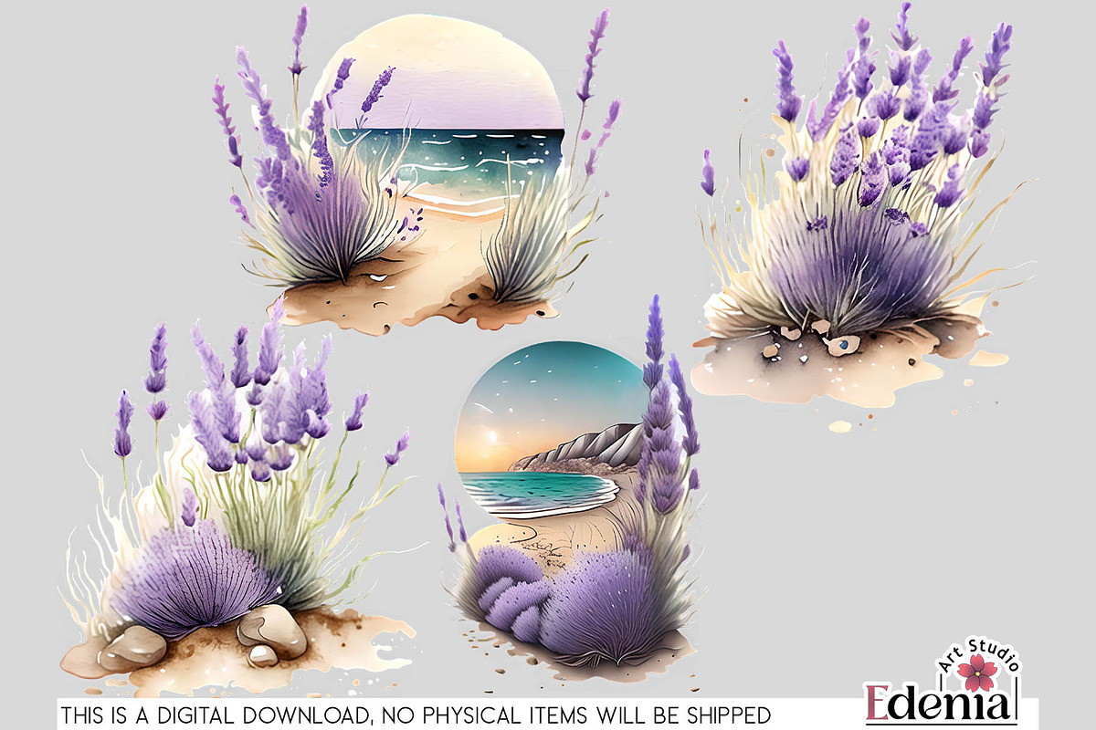 Lavender Beach Views Cliparts, a Seasonal Illustration by EdeniaArtStudio (Photo 3 of 7)