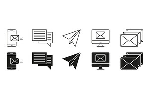 Email And Messaging Icons, a Technology Illustration by Gentle Studio
