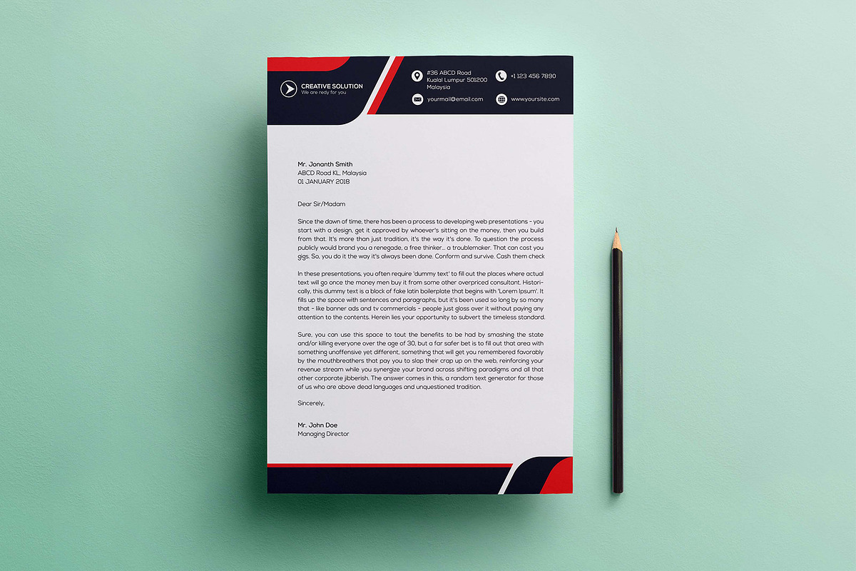 Corporate Letterhead with MS Word, a Stationery Template by GreenPixi (Photo 3 of 11)
