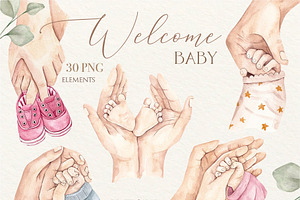 Newborn Watercolor Clipart