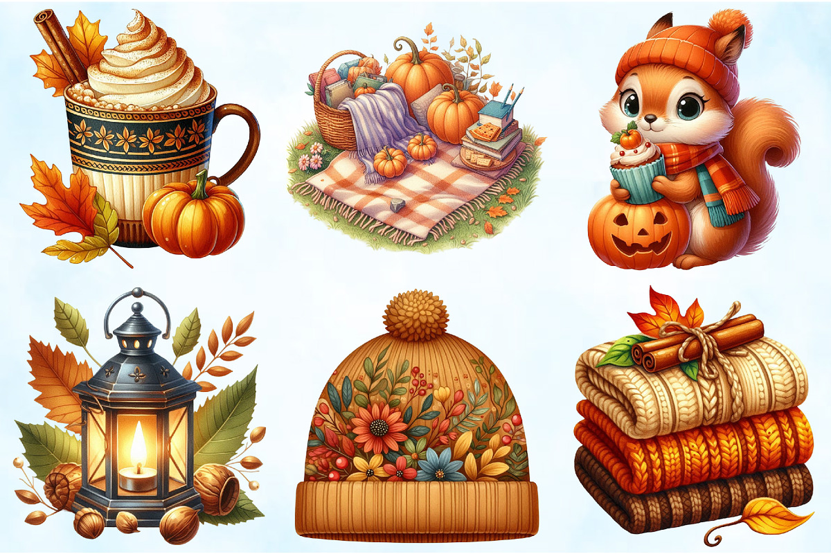 Cozy Autumn Watercolor Clipart, an Illustration by Craft Nest (Photo 5 of 5)
