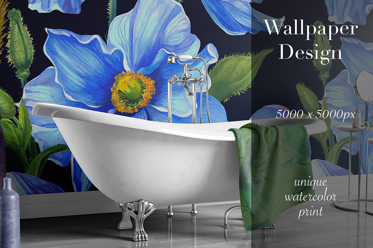 Meconopsis flowers Seamless Pattern, a Pattern Graphic by Yana Dobrik (Photo 3 of 11)
