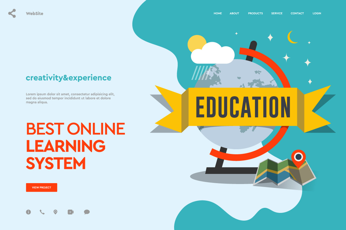 Education Web page design, a Landing Page Template by PREMIUMVECTOR