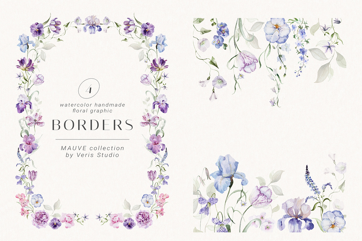 Mauve - Iris Floral Flower Design, a Decorative Illustration by Veris Studio (Photo 9 of 17)