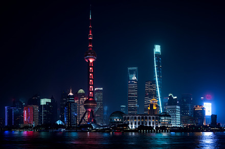 Shanghai at night containing shanghai, bund, and skyline