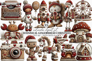 Gingerbread Christmas Clipart, an Illustration by Canvas Craft