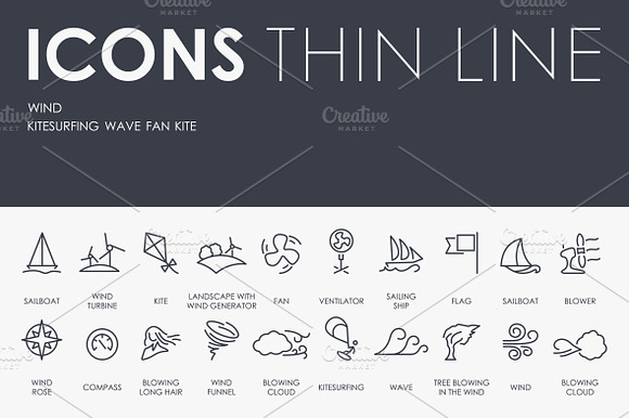 Wind Thinline Icons
