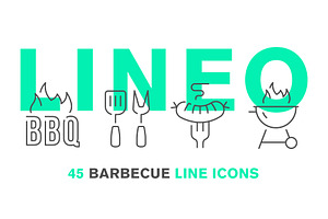 LINEO - 45 BARBECUE ICONS