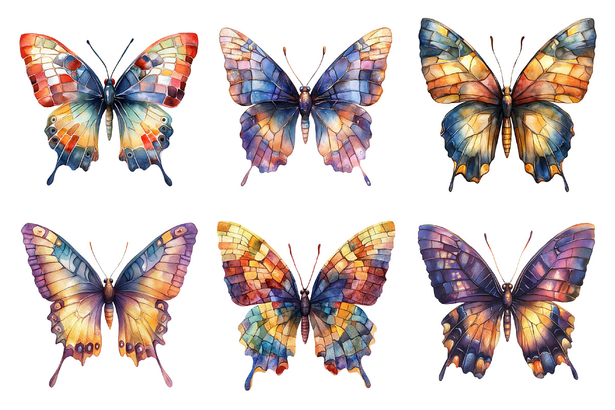 Beautiful Mosaic Butterfly Clipart, an Illustration by SinaCreation (Photo 4 of 5)