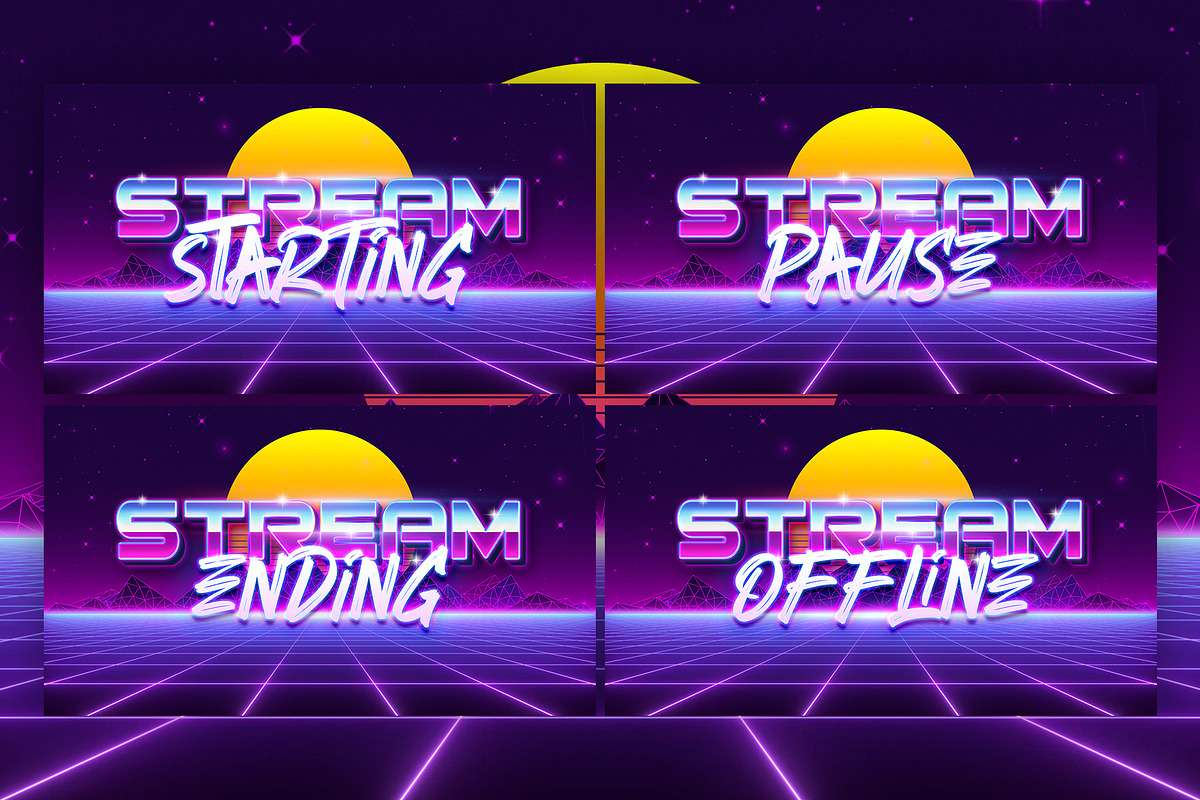 Retrowave Twitch Overlay, a Templates & Theme by StreamSkins (Photo 3 of 4)