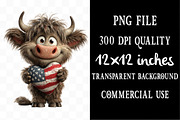 Patriotic Highland Cow Clipart, an Animal Illustration by Designking (Thumbnail 4 of 5)
