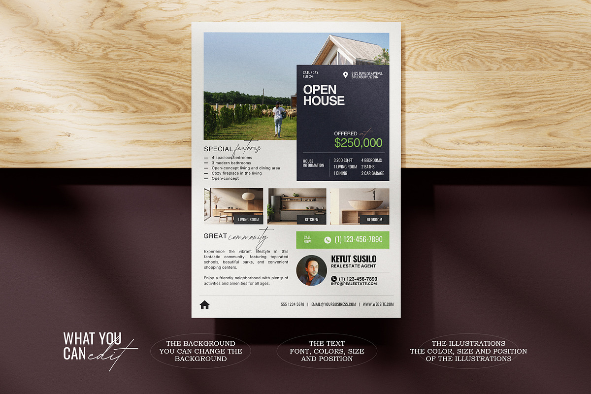Real Estate Open House Flyer Canva, a Flyer Template by Prapti Design (Photo 2 of 10)