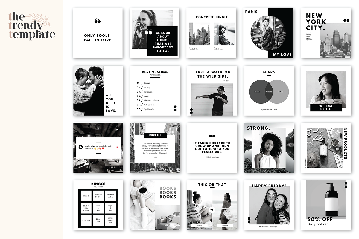 The Black & White Instagram Template, a Social Media Template by thetrendytemplate (Photo 4 of 5)