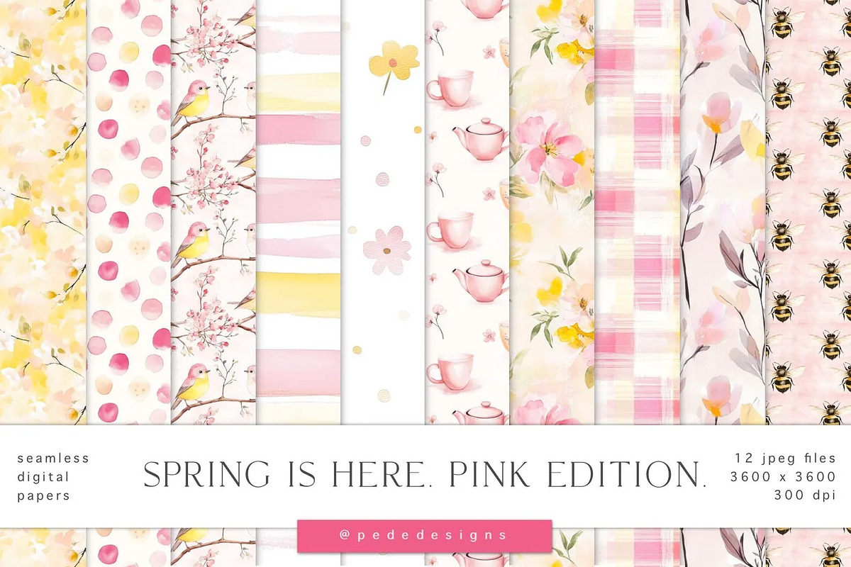 Spring Is Here. Pink Edition., a Seasonal Illustration by PeDe Designs (Photo 9 of 14)