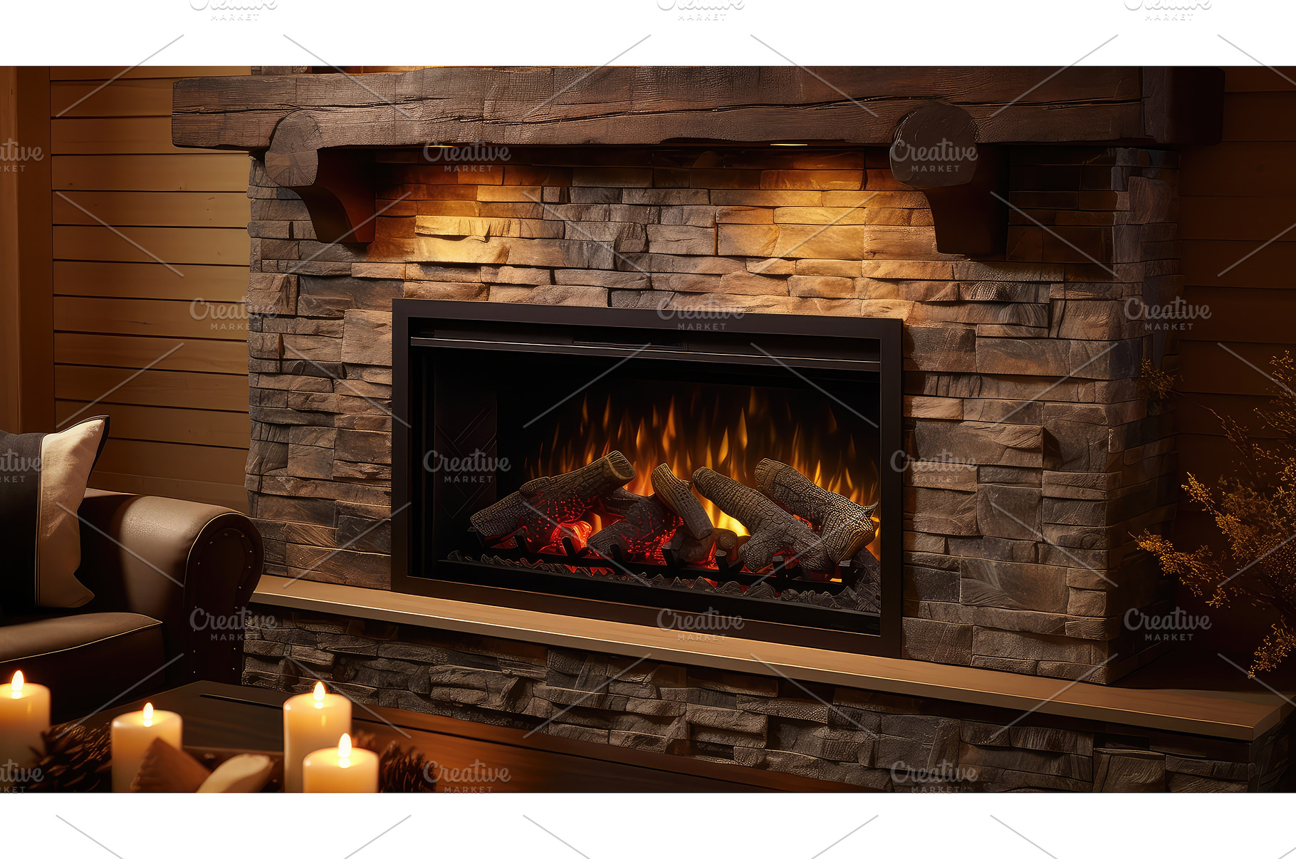 comfort cozy fireplace ai generated, an Arts & Entertainment Photo by pikepicture