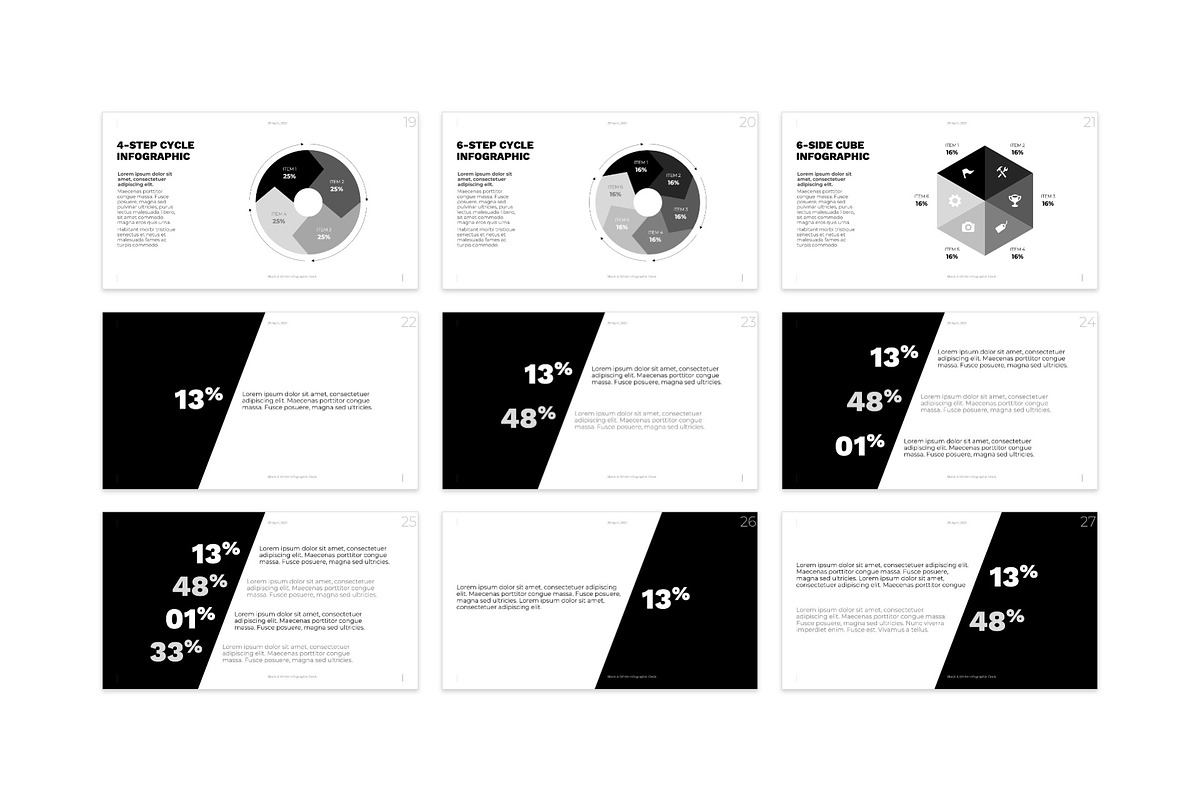 Striking B&W Infographic Template, a Presentation Template by PresentationDesignStudio (Photo 5 of 6)