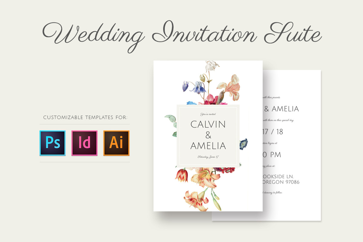 Vintage Garden Wedding Invite Suite, an Invitation Template by Prixel Creative (Photo 1 of 8)