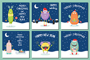 Cute Monsters Christmas Cards, a Seasonal Illustration by sceptical cactus (Thumbnail 4 of 9)