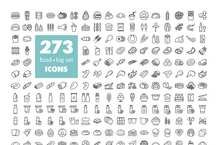 273 Big Food Outline Icon Set, an Outline Icon by Nasik-Nosik