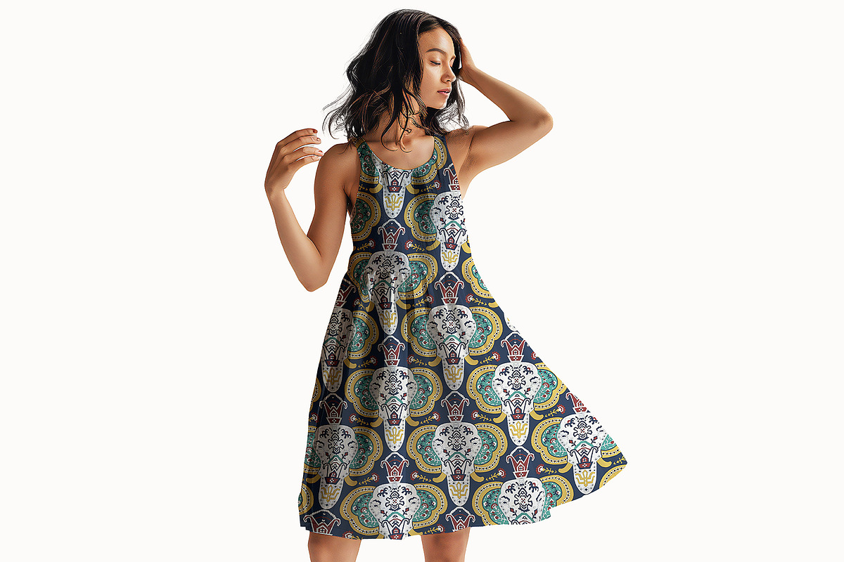 Ethnic Elephant Patchwork Pattern, a Pattern Graphic by StudioGlouna (Photo 7 of 9)