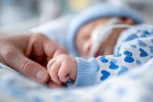 Close up of a premature baby gently, a Health & Medical Photo by MistyDay
