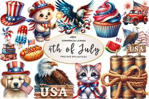 4th of July Sublimation Clipart, an Illustration by CreationArt