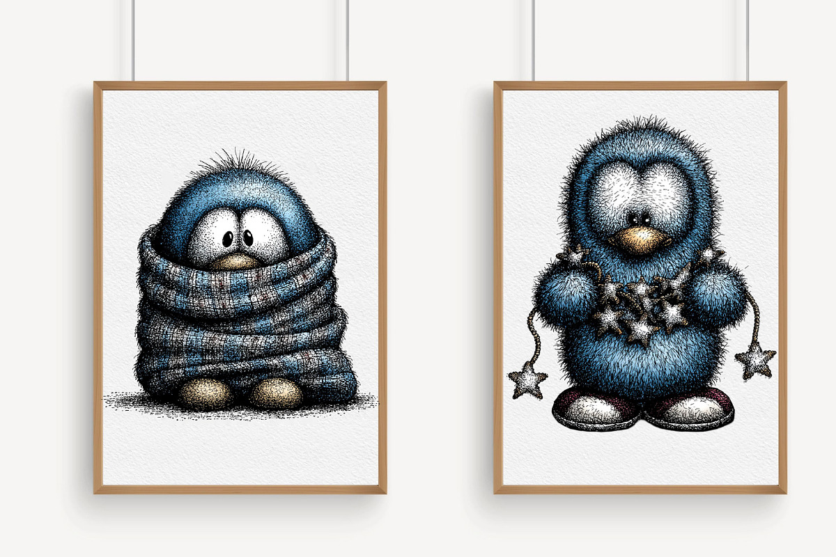Christmas Ice Blue Penguin Clipart, an Illustration by Libby Wishes (Photo 3 of 7)