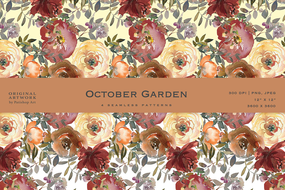 Fall Watercolor Floral Clipart Set, a Decorative Illustration by Patishop Art (Photo 14 of 17)