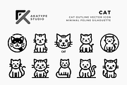 Cat Outline Icon, a Solid Icon by Akatype Studio (Thumbnail 1 of 3)