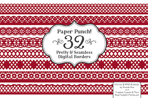 Ruby Red Lace Border Clipart, an Illustration by Amanda Ilkov