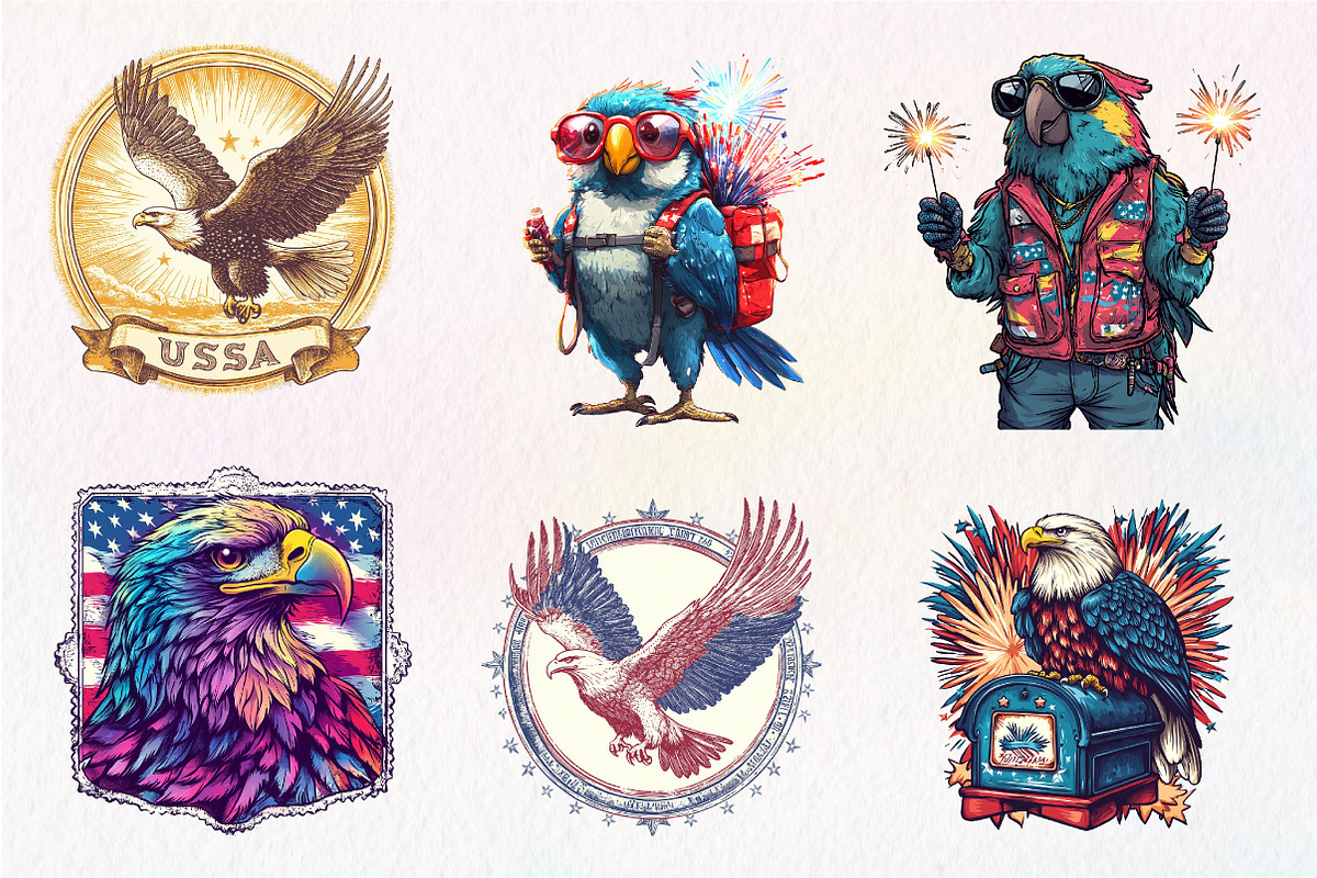Patriotic Eagle Postage Stamp, an Illustration by CreationArt (Photo 3 of 5)