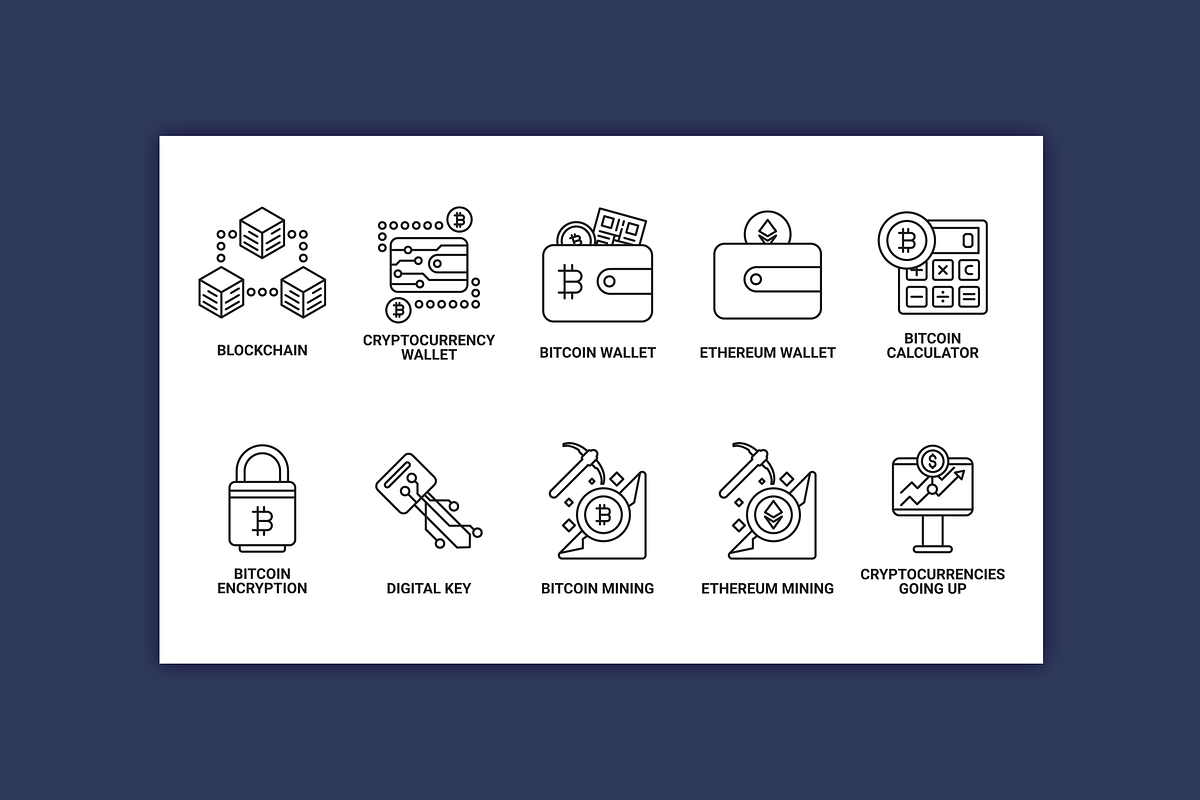 Bitcoin & Cryptocurrency Line Icons, an Outline Icon by Flat Icons (Photo 2 of 4)