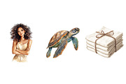 Watercolor Coastal Summer Clipart, an Illustration by Design Market (Thumbnail 4 of 5)