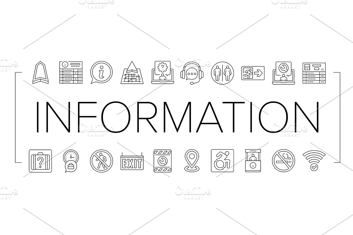 information data knowledge icons set, a Technology Illustration by pikepicture