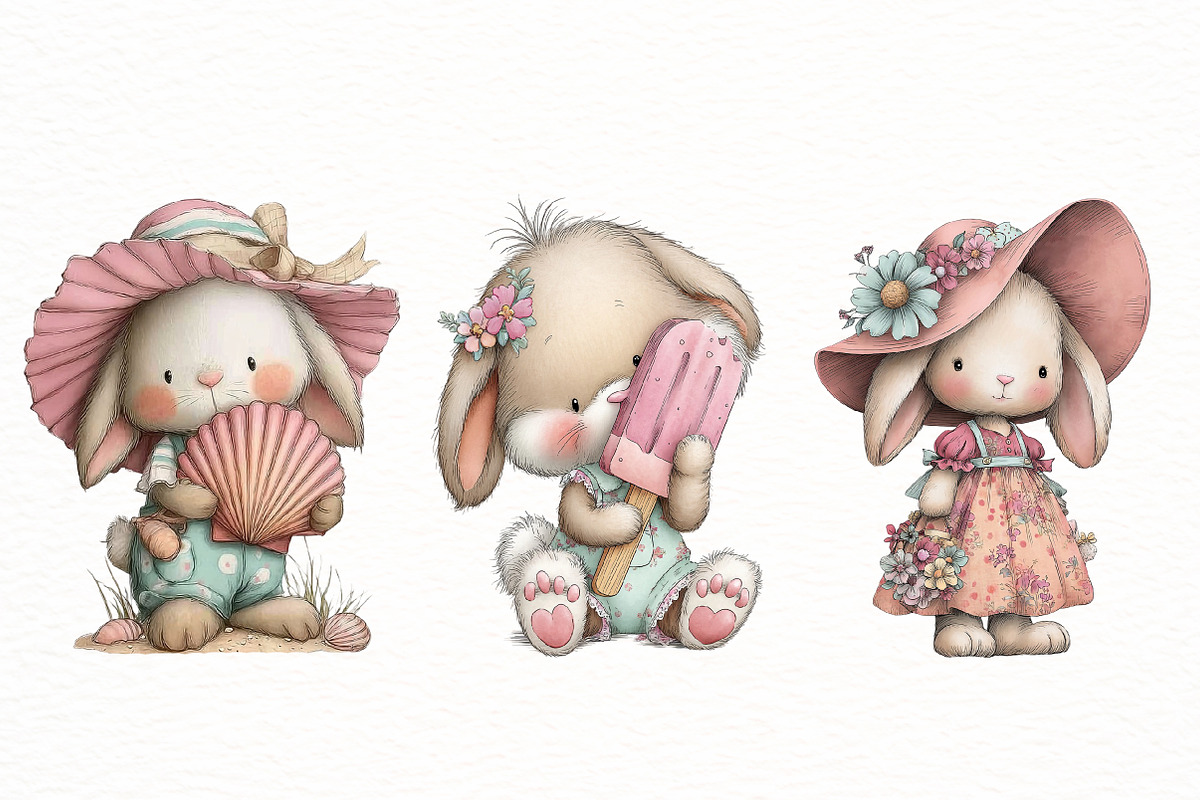 whimsical summer bunny, an Illustration by Designworld (Photo 5 of 6)