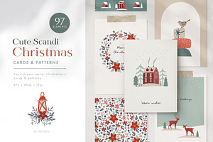 Cute Scandinavian Christmas set, a Seasonal Illustration by Tabita's shop