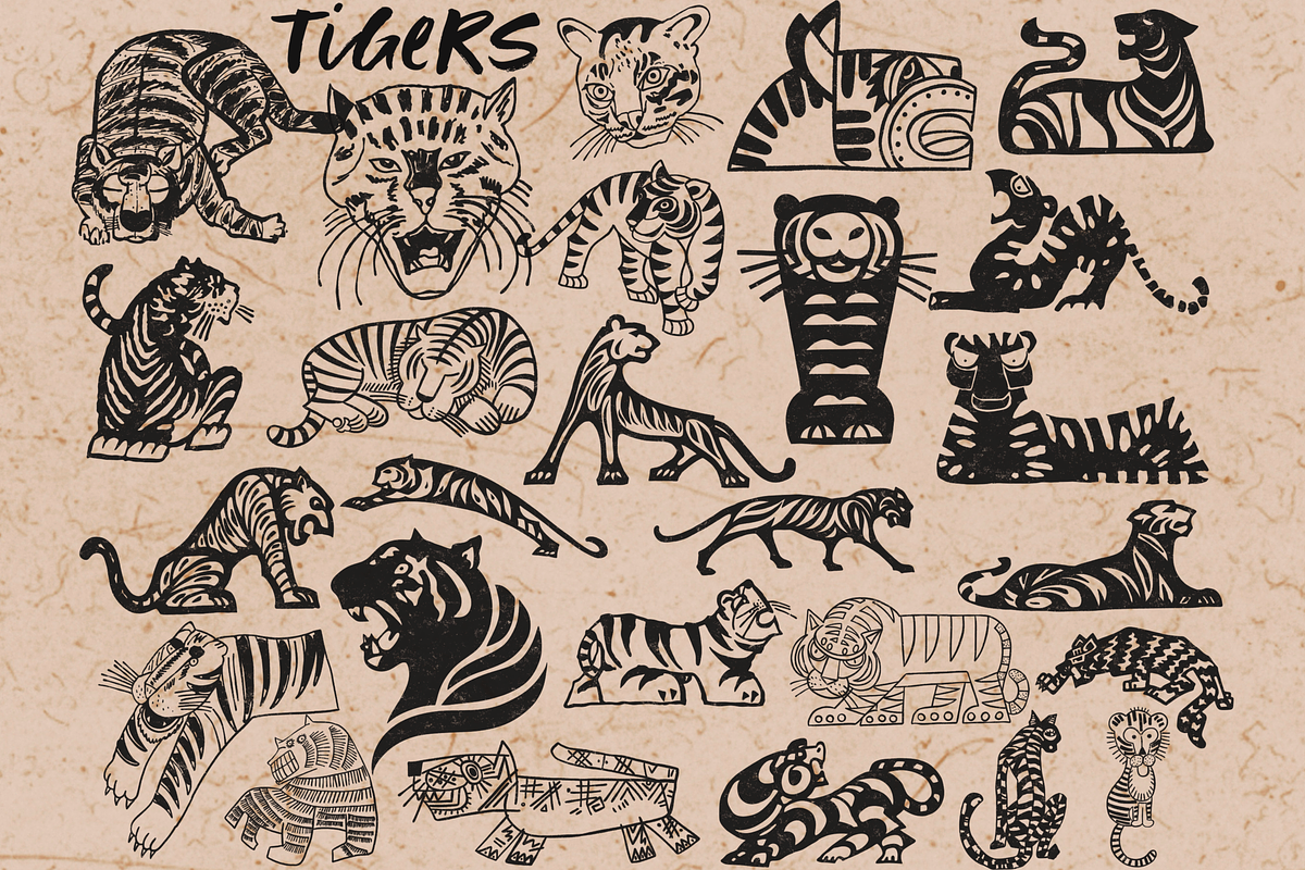Tiger Procreate Stamps., a Brush Add-On by TheWhiteCatLab (Photo 2 of 7)