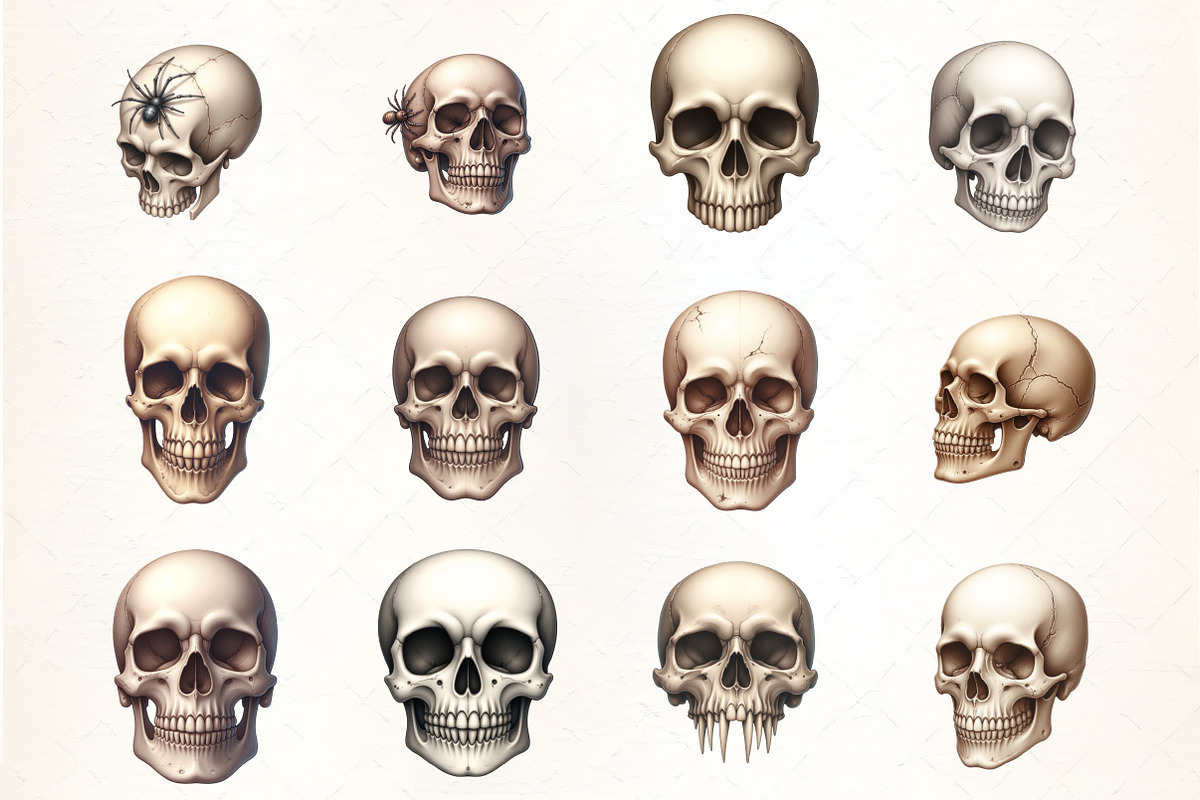 Creepy Skull Clipart, an Illustration by CrexoraLab (Photo 5 of 5)