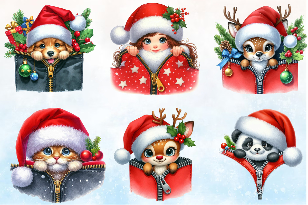Christmas Peeking Out Zippers Clipa, a Seasonal Illustration by Rose Art (Photo 2 of 5)