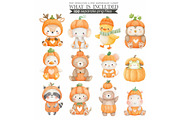 Watercolor Pumpkin Patch Animal, an Animal Illustration by CharmClipart (Thumbnail 6 of 10)