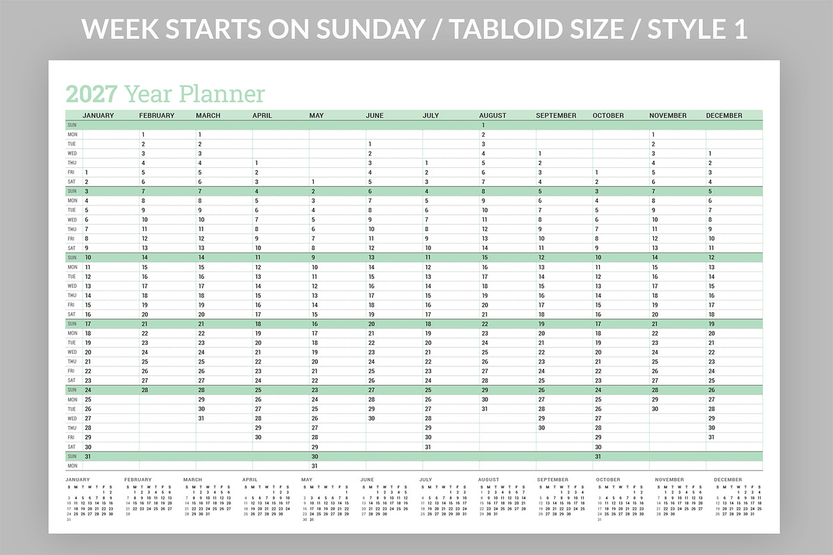 Year Planner 2027 (YP025-27-R), a Stationery Template by mikhailmorosin (Photo 4 of 5)